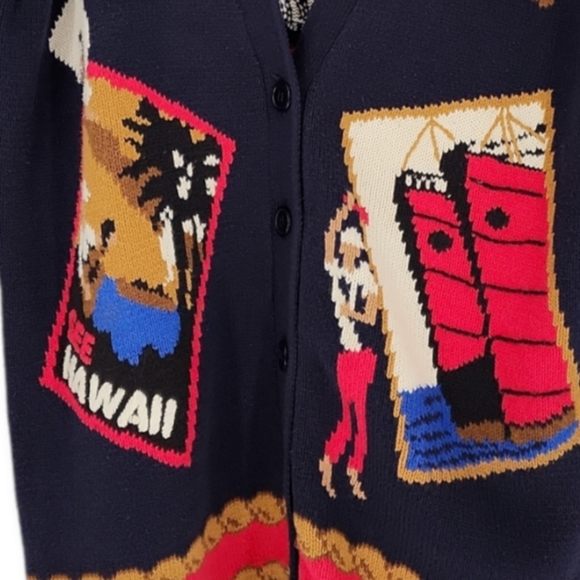 Vintage 90's Nautical Printed Cardigan small - Picture 3 of 7